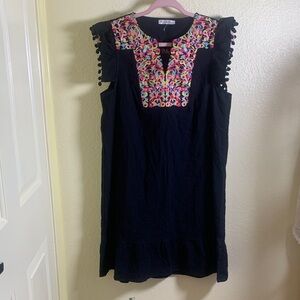 NWOT KIRUNDO Black Embroidered Mini Dress